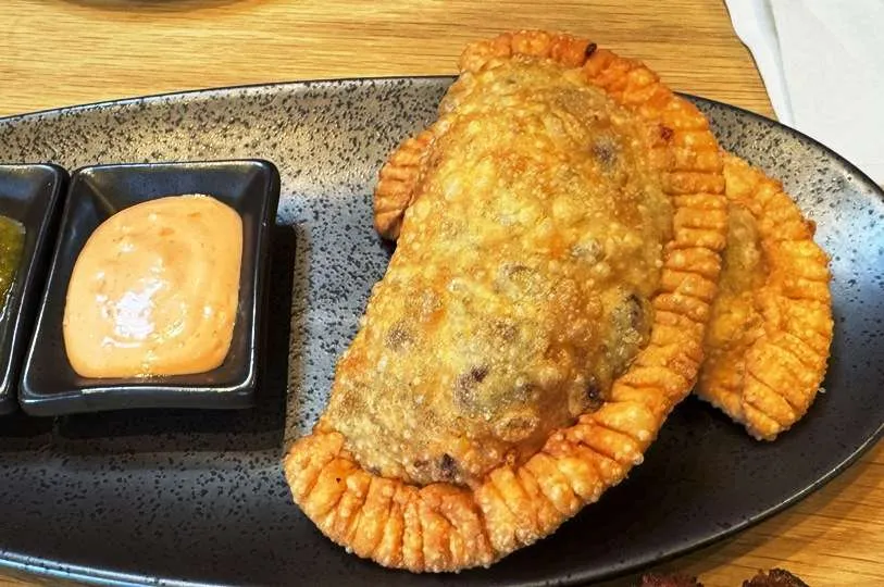 Beef and cheddar empanada at Atomic Clock Brewing in Durham - nctriangledining.com