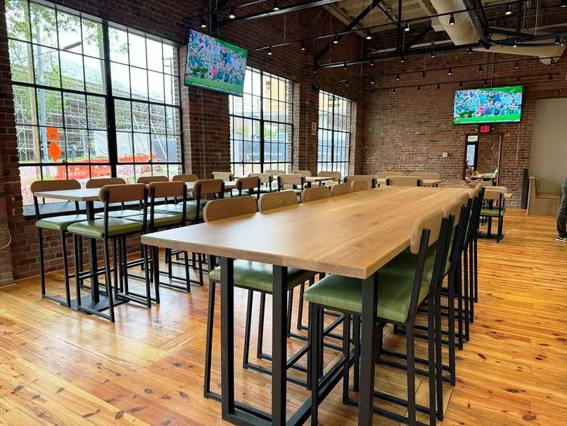 Hightop seating at Atomic Clock Brewing in Durham - nctriangledining.com