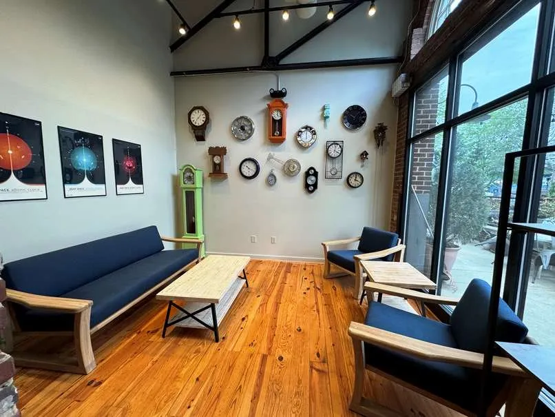 Sitting room at Atomic Clock Brewing in Durham - nctriangledining.com