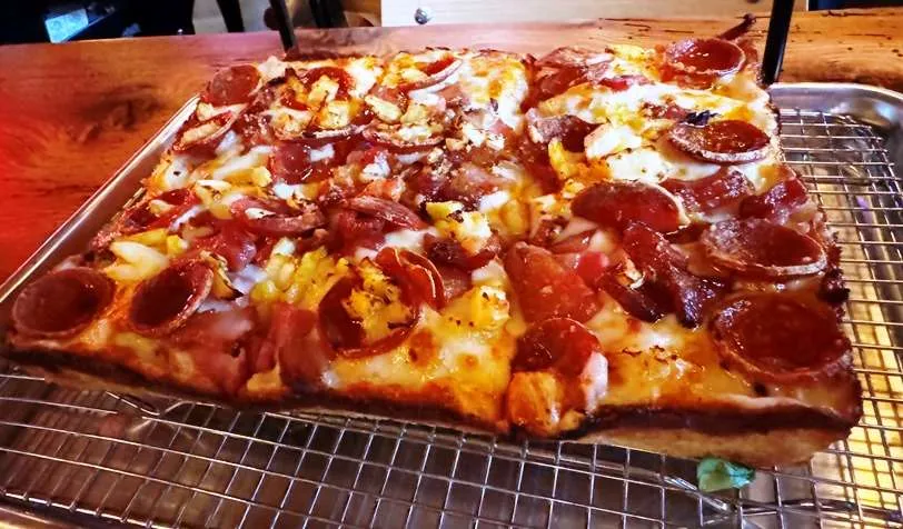Hawaiian pizza at Emmy Squared in Durham - nctriangledining.com