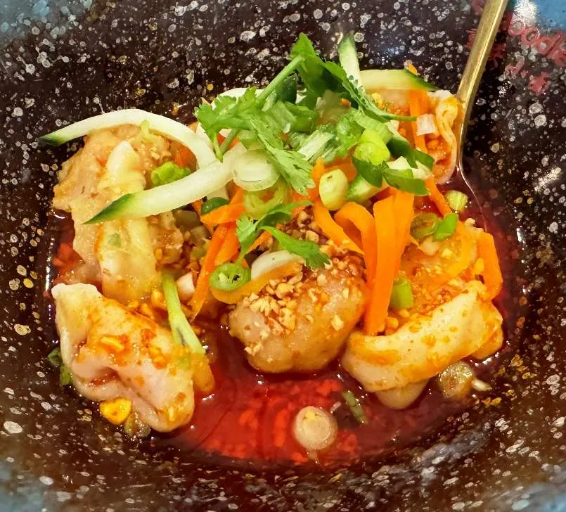 Wontons in chili oil at Q Noodles in Cary - nctriangledining.com