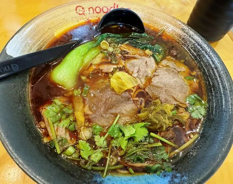 Szechuan beef noodles at Q Noodles in Cary - nctriangledining.com