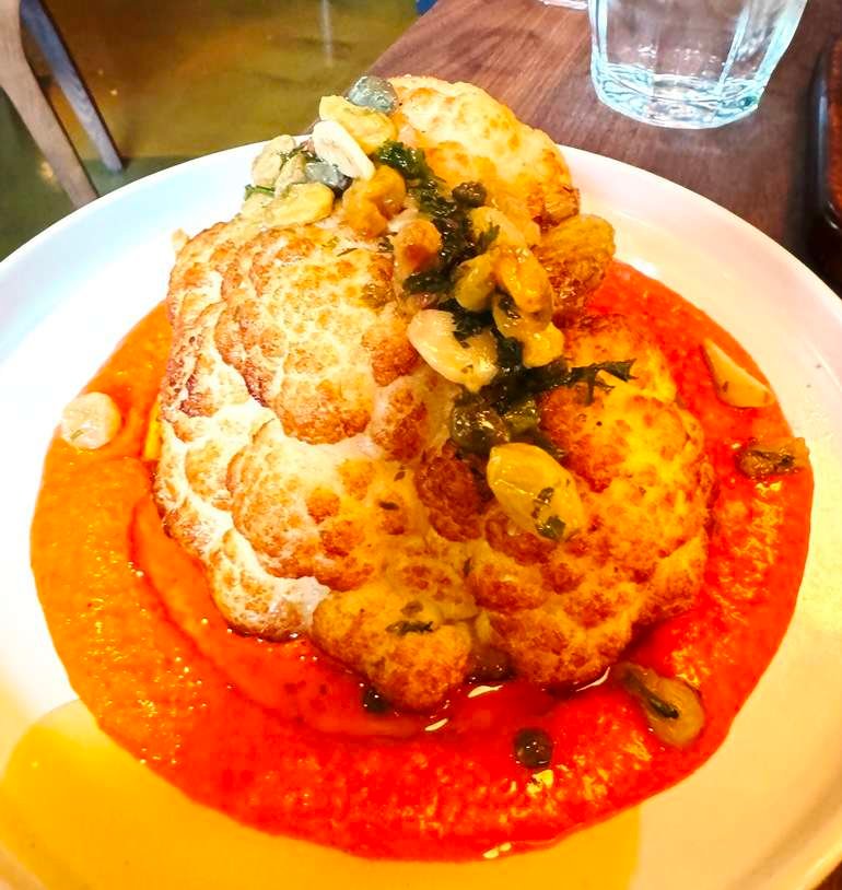 Crispy cauliflower at Shrimp scampi at Postino Village District, Raleigh - nctriangledining.com