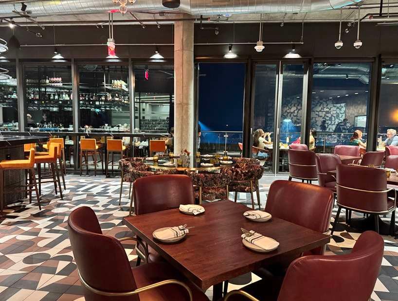 Dining room at night in the Lenny in Durham - nctriangledining.com