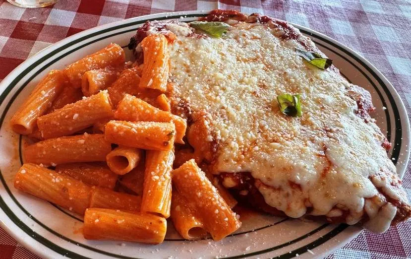 Chicken parm platter at Dino's Pizza in Durham - nctriangledining.com