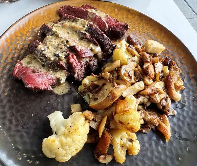 Hanger steak with mushroom at the Lenny in Durham - nctriangledining.com