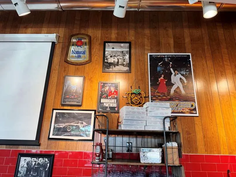 Retro decor at Dino's Pizza in Durham - nctriangledining.com