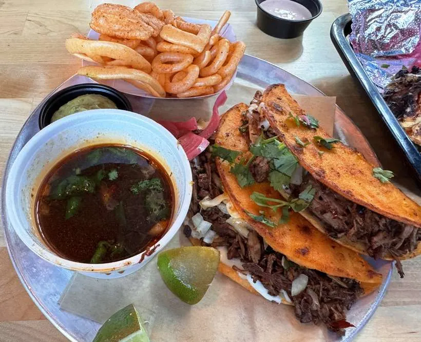 Brisket birria tacos at Lawrence Barbecue, Cary - nctriangledining.com