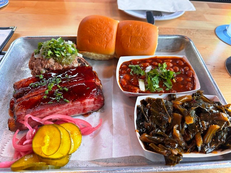 Ribs and collards tray at Lawrence Barbecue, Cary - nctriangledining.com