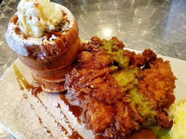 Chicken and waffles at True Flavors Diner in Durham